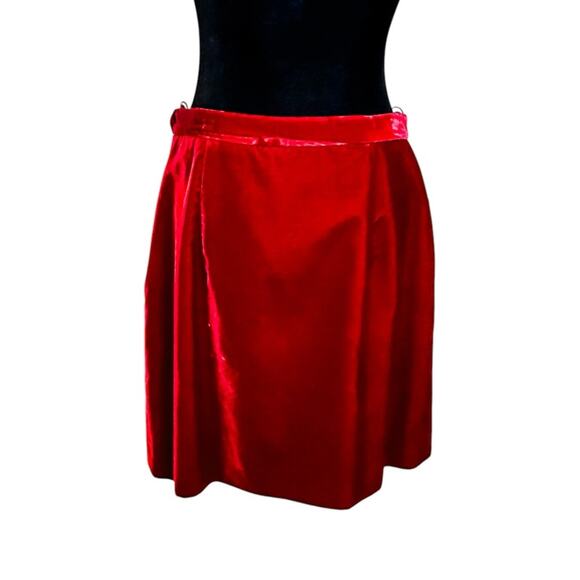 Vintage 90s Moschino Cheap & Chic Red Velvet Skirt Academia Holiday Christmas 10 - Picture 1 of 11